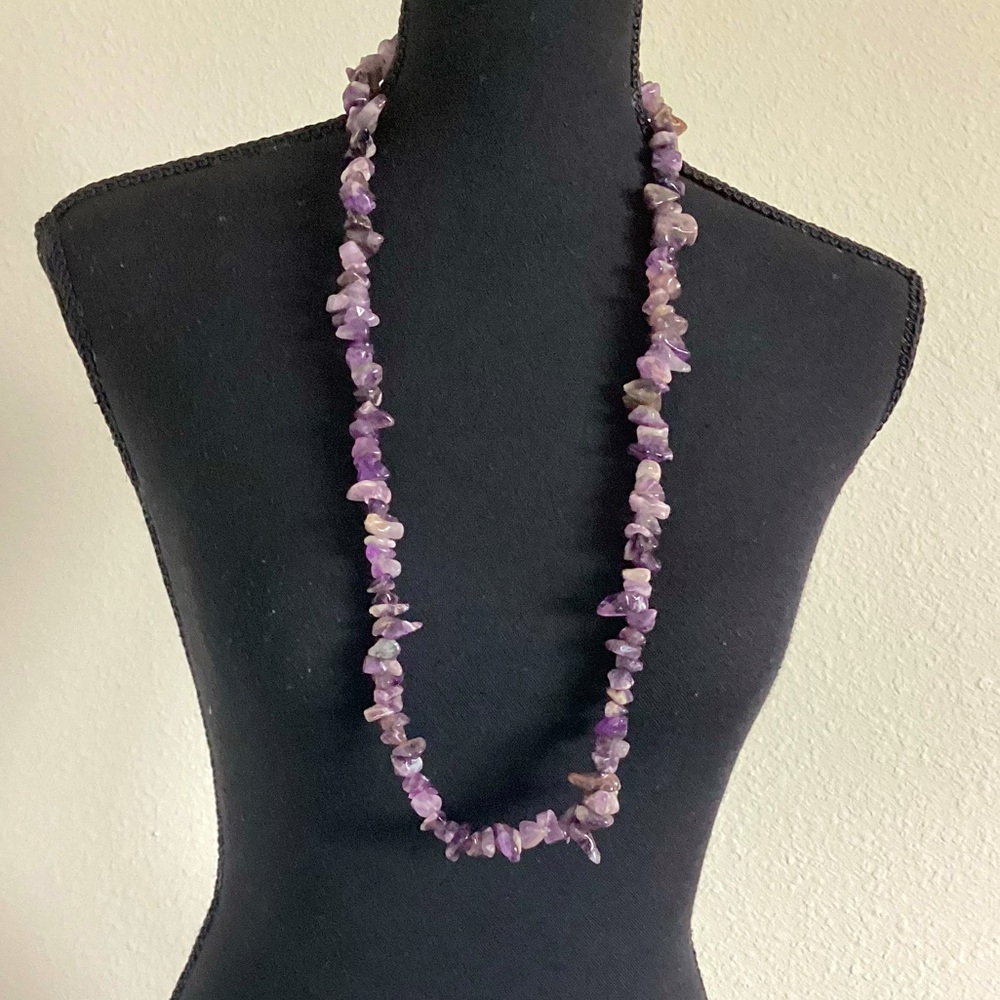 Purple and gray natural Stone beaded Necklace